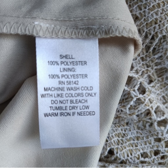 Maggy London Crochet Lace Overlay Collard Sleeveless Dress size 8 beige - Picture 5 of 15